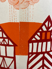 Tudor Village Lampshade - Orange SECOND