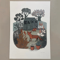 Garden Foxes A1 Giclée Print