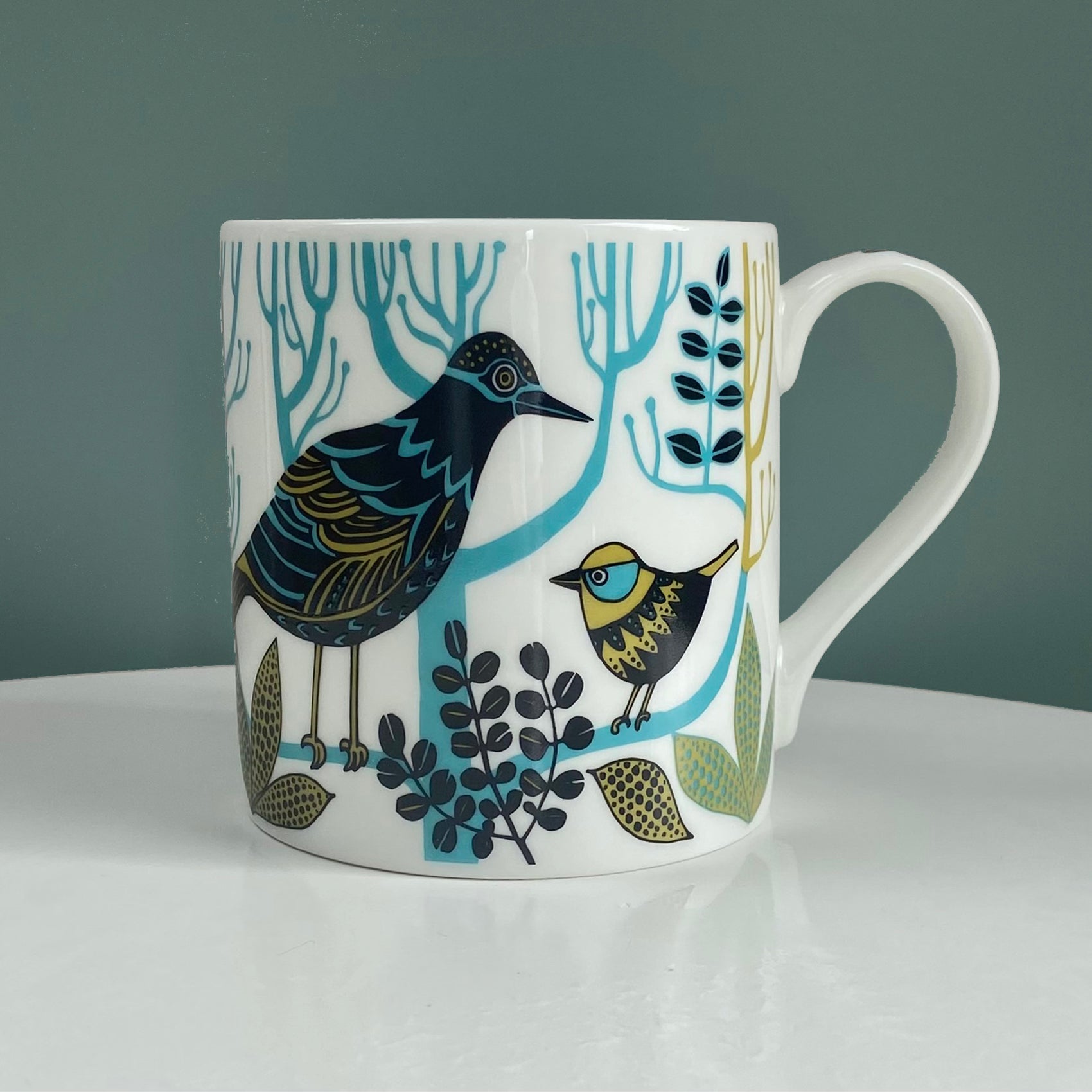 Fancy Handle Dawn Chorus mug Lush Designs bird print mug