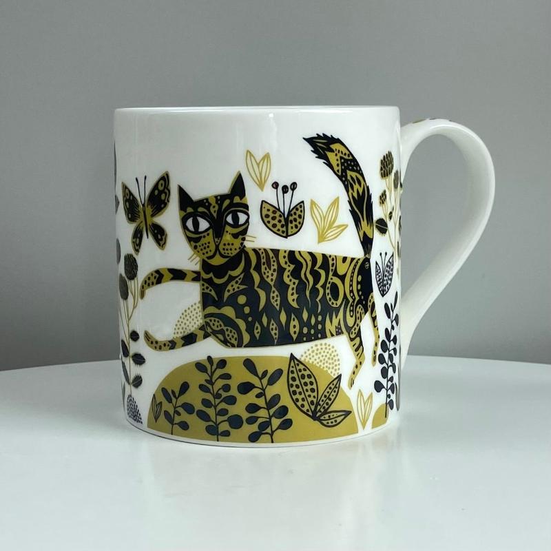 Fancy Handle Kitty Mug china mug with cat print