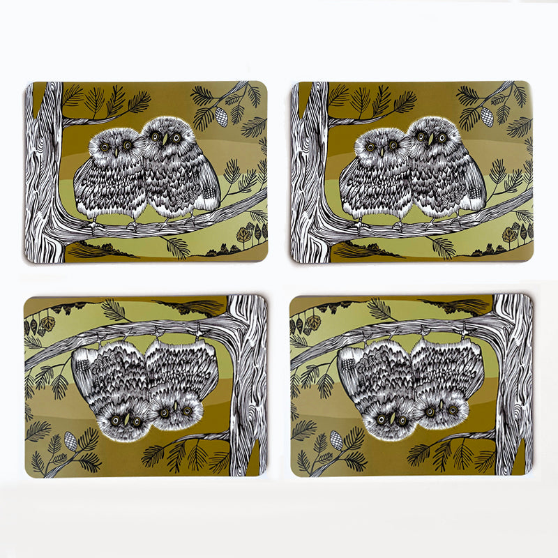 Set of 4 Baby Owl Table Mats Set of 4 Baby Owl Table Mats