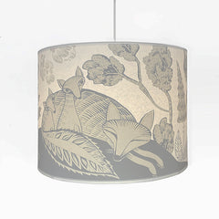 Large Fox and Cubs Lampshade - Grey and Cream