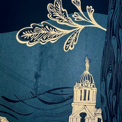 Large blue Owl Lampshade SECOND (lamp)