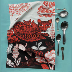 Fox and Cubs Tea Towel