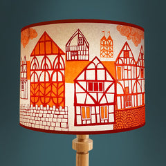 Tudor Village Lampshade - Orange SECOND