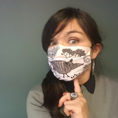 Lush Designs wild boar print face mask worn by Maria Livings