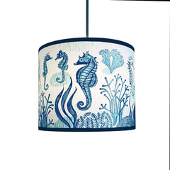 blue seahorse print lampshade