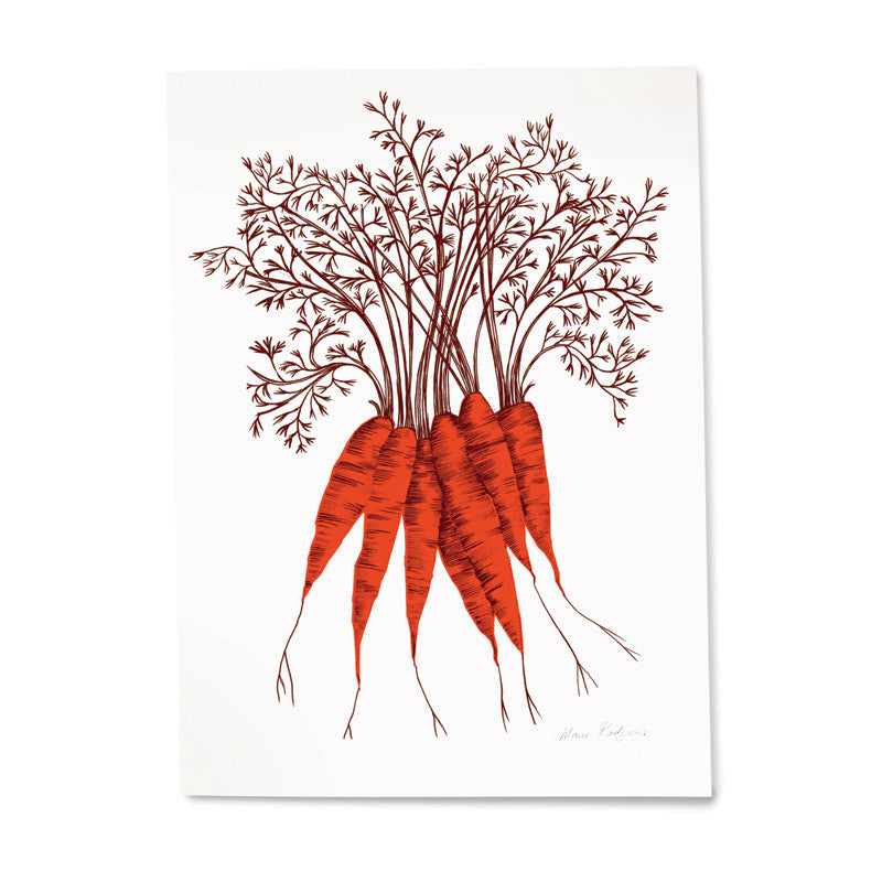 Carrot Print Lush Designs print of a bunch of orange carrots on heavy textured paper