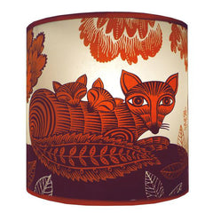 Lush Designs orange and plum Fox and Cubs design lampshade