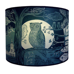 Lush Designs large owl print lamp shade in deep blue