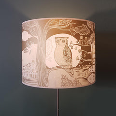 lush designs owl lampshade in gold and cream