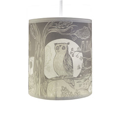 Lush Designs grey owl designs lampshade