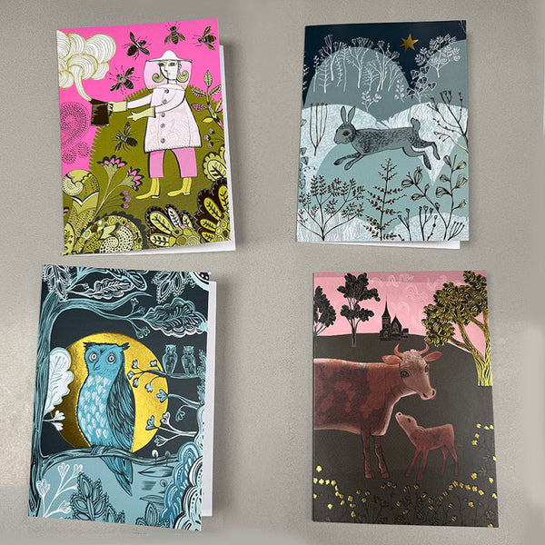 Set of 4 cards, Beasts of England