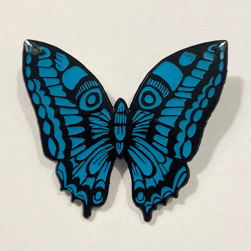 Lush designs blue and black enamel butterfly brooch