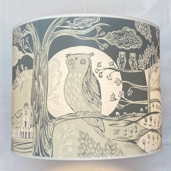 Owl lampshade grey