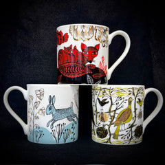 Set of Three mugs (seconds) Rabbit, Fox, Game Bird.