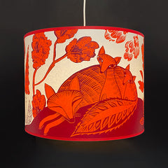Large Fox and Cubs Lampshade Orange SECOND (pendant)