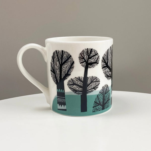 Winter Trees mug, turquoise