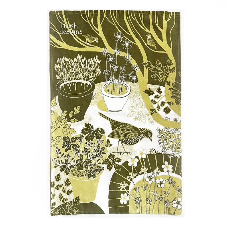 Bird Garden tea towel - Green