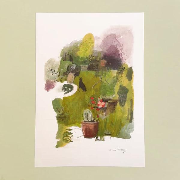 Black Cat by the Pond print