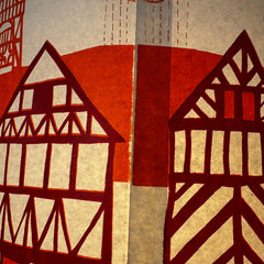 Tudor Village Lampshade (pendant) Orange SECOND