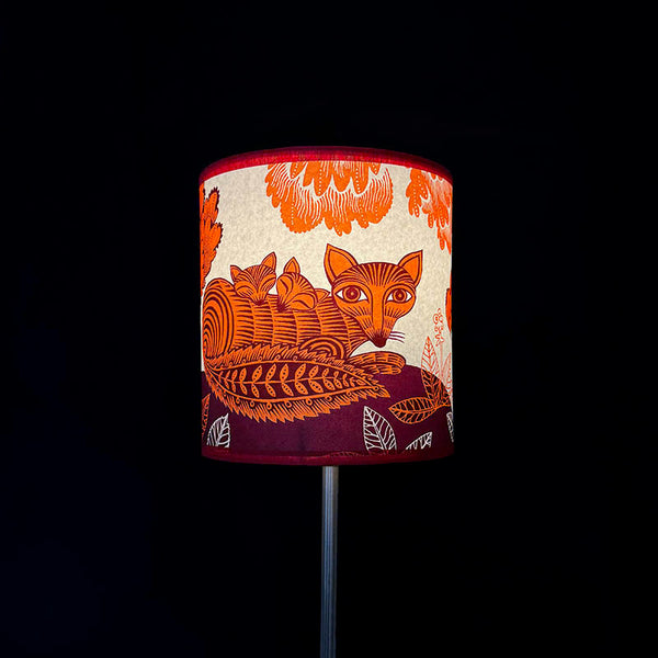 Fox and Cubs Lampshade Orange SECOND Lamp