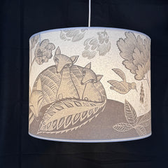Large Fox and Cubs Lampshade Grey SECOND (pendant)