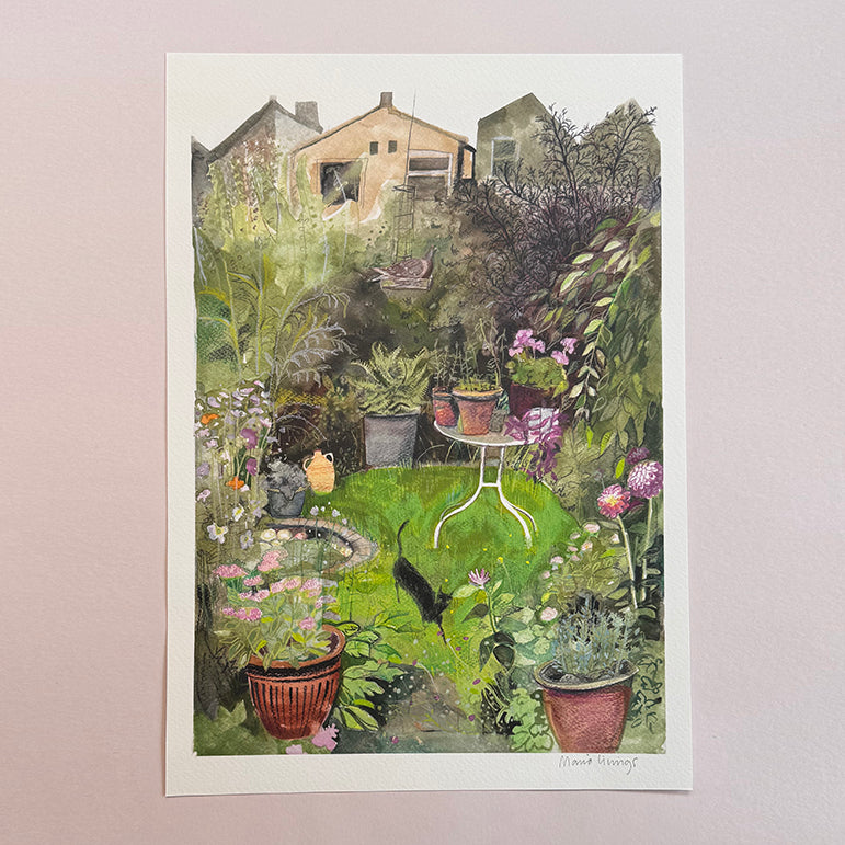 Cat and Pigeon print