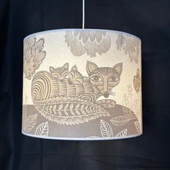 Large Fox and Cubs Lampshade Grey SECOND (pendant)