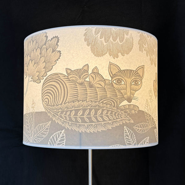 Large Fox and Cubs Lampshade Grey SECOND (lamp)
