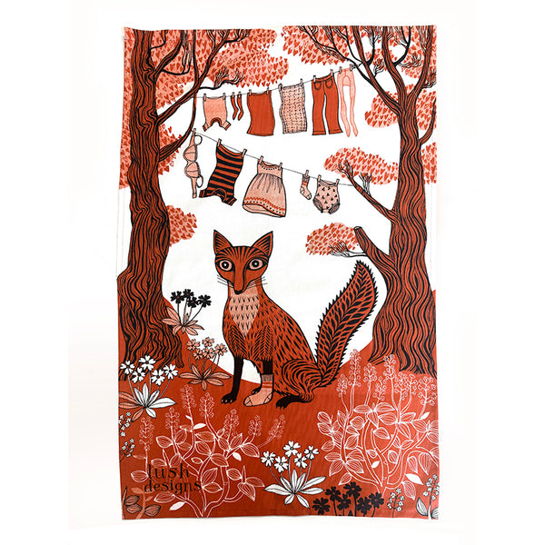 Laundry Day Fox Tea Towel