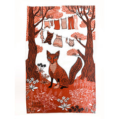 Laundry Day Fox Tea Towel