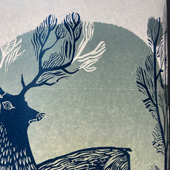 Stag lampshade (blue) SECOND