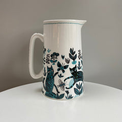 2 pint jug with cat print with flowers and butterflies