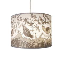 Lush Designs Siskin lampshade printed with birds in gold