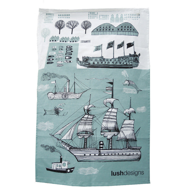Lush Designs ship design tea towel