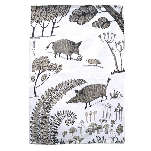 Wild boar tea towel