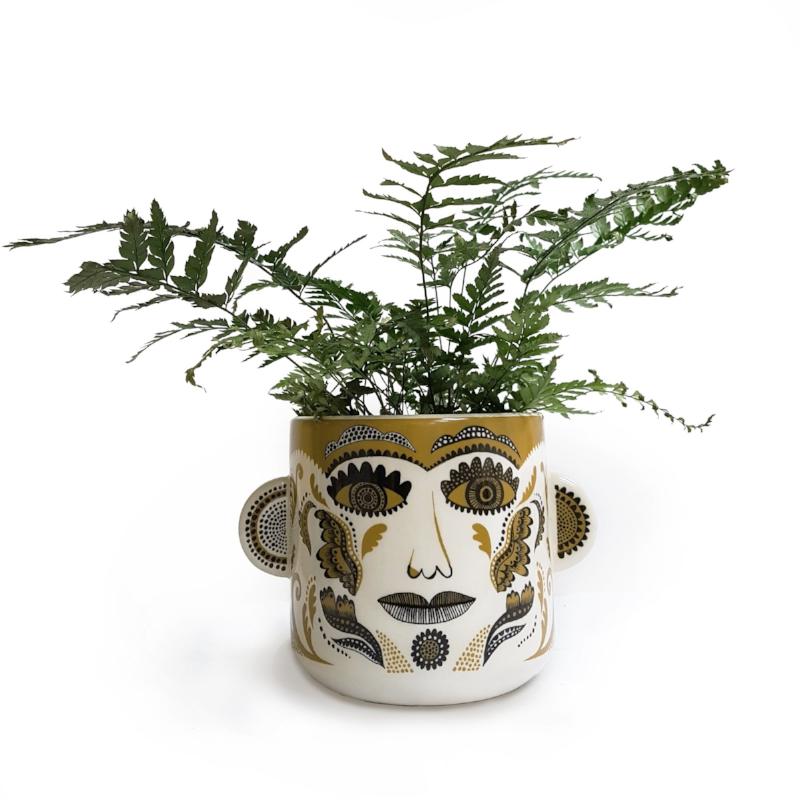 face plant pots uk Clown plant pot (cream/tobacco) – Lush Designs
