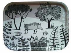 Lush Designs small size tray with Wild Boar print in black and beige on white