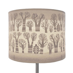 Lush Designs lampshade with a pattern of pale grey trees