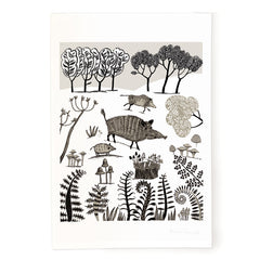 Lush Designs wild boar print on heavy, textured paper