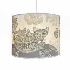 Large Fox and Cubs Lampshade - Grey and Cream
