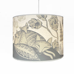 Large Fox and Cubs Lampshade - Grey and Cream