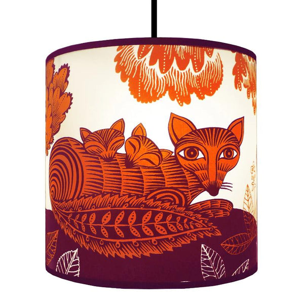 Fox & Cubs Lampshade - Orange/Plum