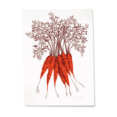 Lush Designs print of a bunch of orange carrots on heavy textured paper