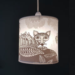 Fox & Cubs Lampshade - Cream/Pale Grey