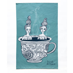 Tea Cup Ladies Tea Towel - Blue