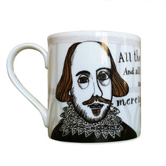 Lush Designs bone china mug featuring William Shakespeare and "All the world's a stage" quotation