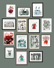 Lush Designs wall of framed prints
