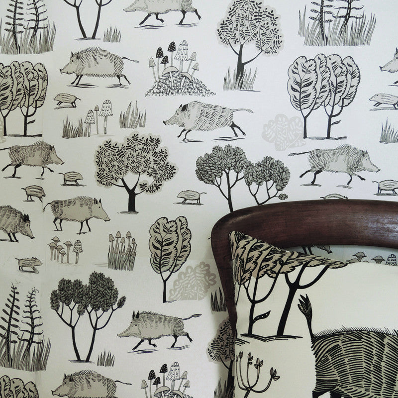 Lush Designs Wild Boar wallpaper with Wild Boar cushion
